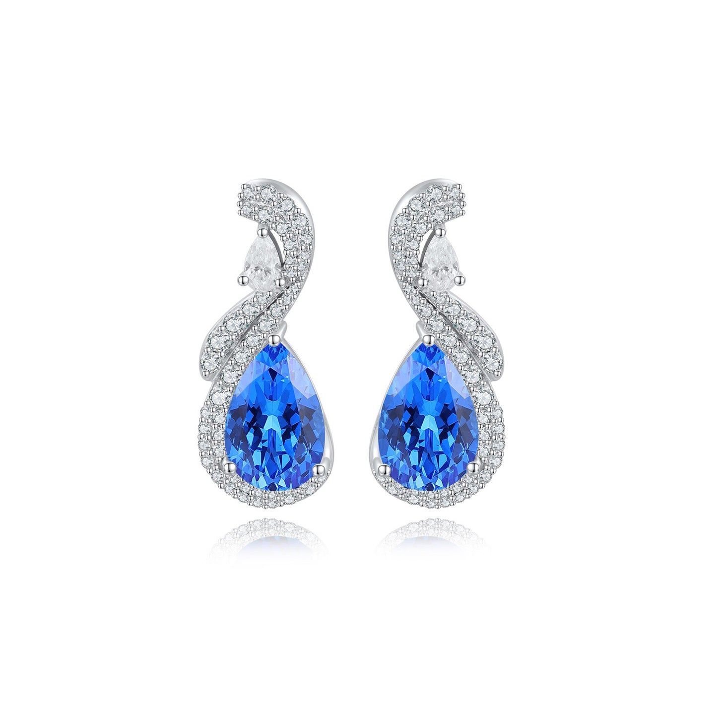s925 sterling silver lab emerald/ruby/sapphire/paraiba/cobalt spinel & cz diamond earrings
