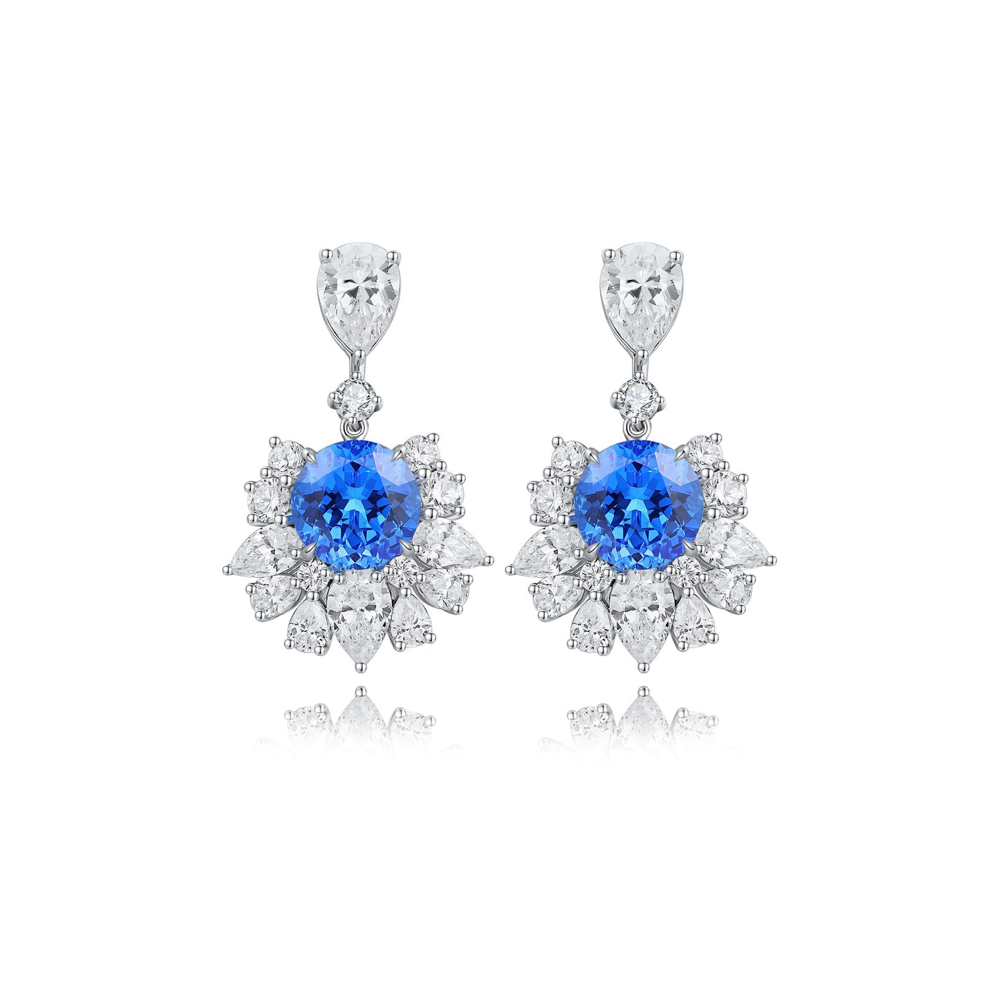 s925 sterling silver lab paraiba/ruby/sapphire/emerald/cobalt spinel & cz diamond earrings
