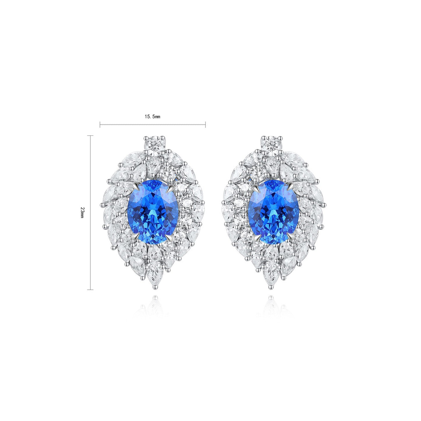 s925 sterling silver lab cobalt spinel/paraiba/ruby/emerald/sapphire & cz diamond earrings