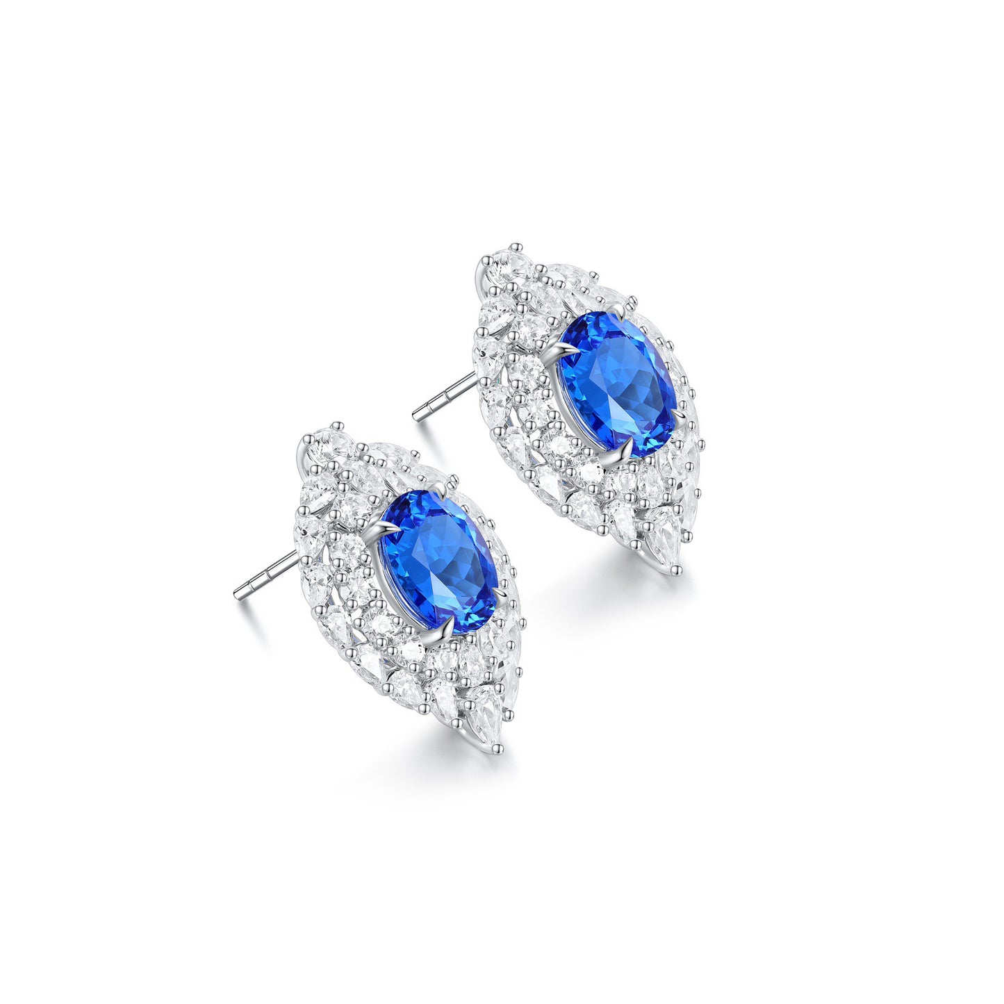 s925 sterling silver lab cobalt spinel/paraiba/ruby/emerald/sapphire & cz diamond earrings