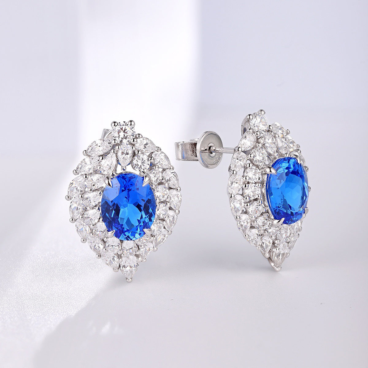 s925 sterling silver lab cobalt spinel/paraiba/ruby/emerald/sapphire & cz diamond earrings