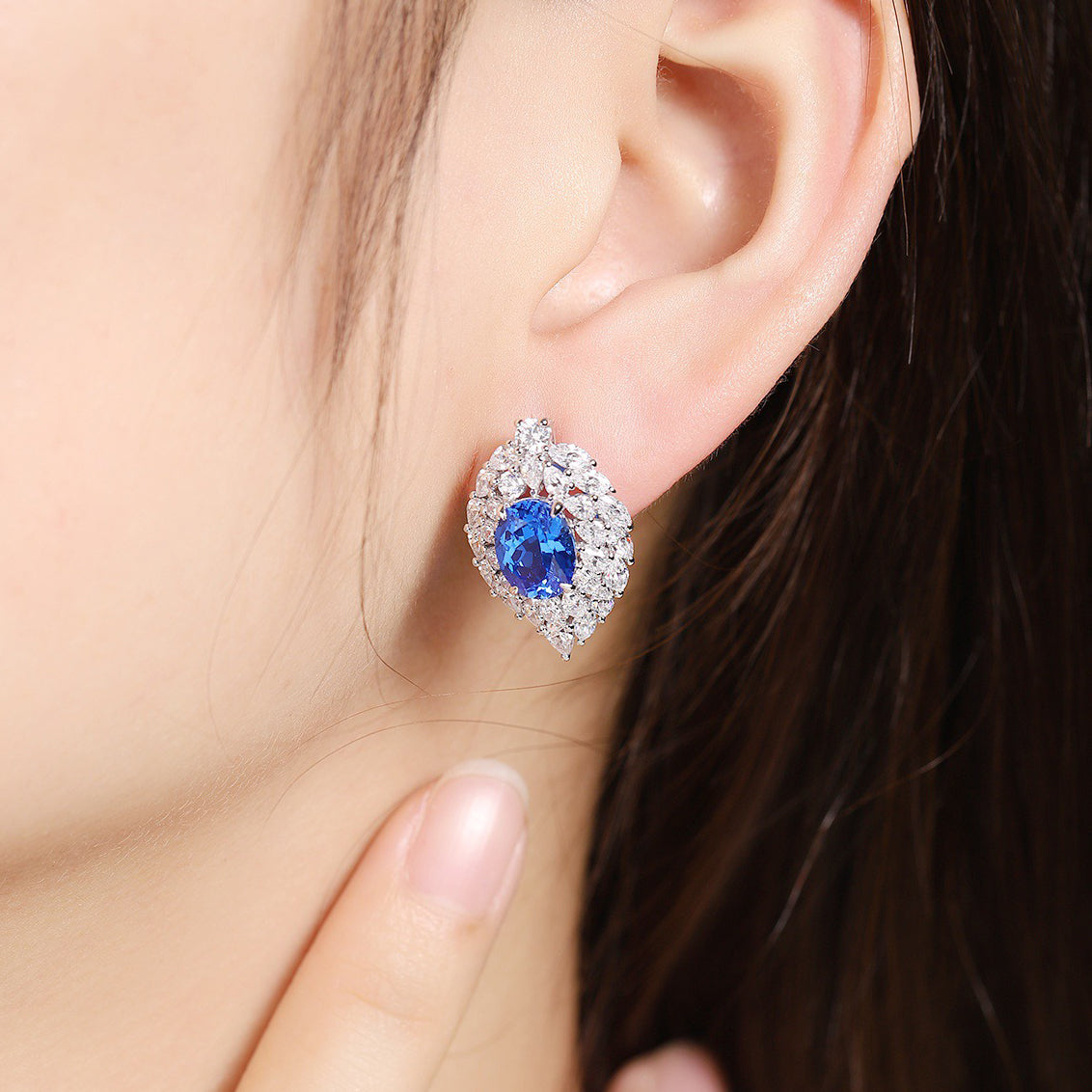 s925 sterling silver lab cobalt spinel/paraiba/ruby/emerald/sapphire & cz diamond earrings