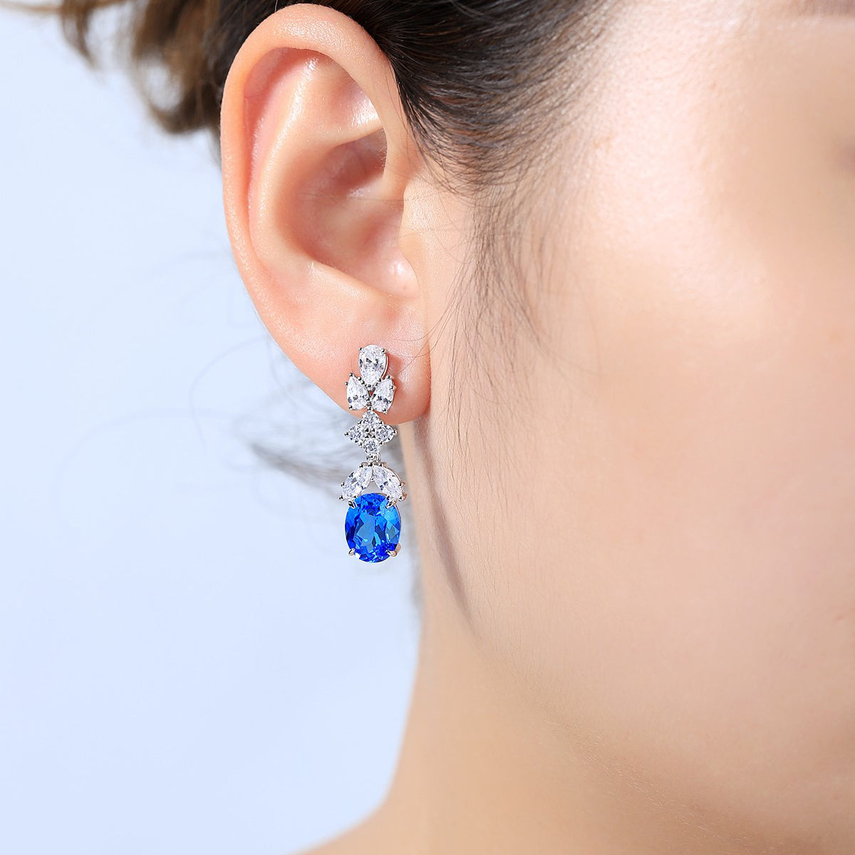 s925 sterling silver lab sapphire/emerald/ruby/paraiba/cobalt spinel & cz diamond earrings