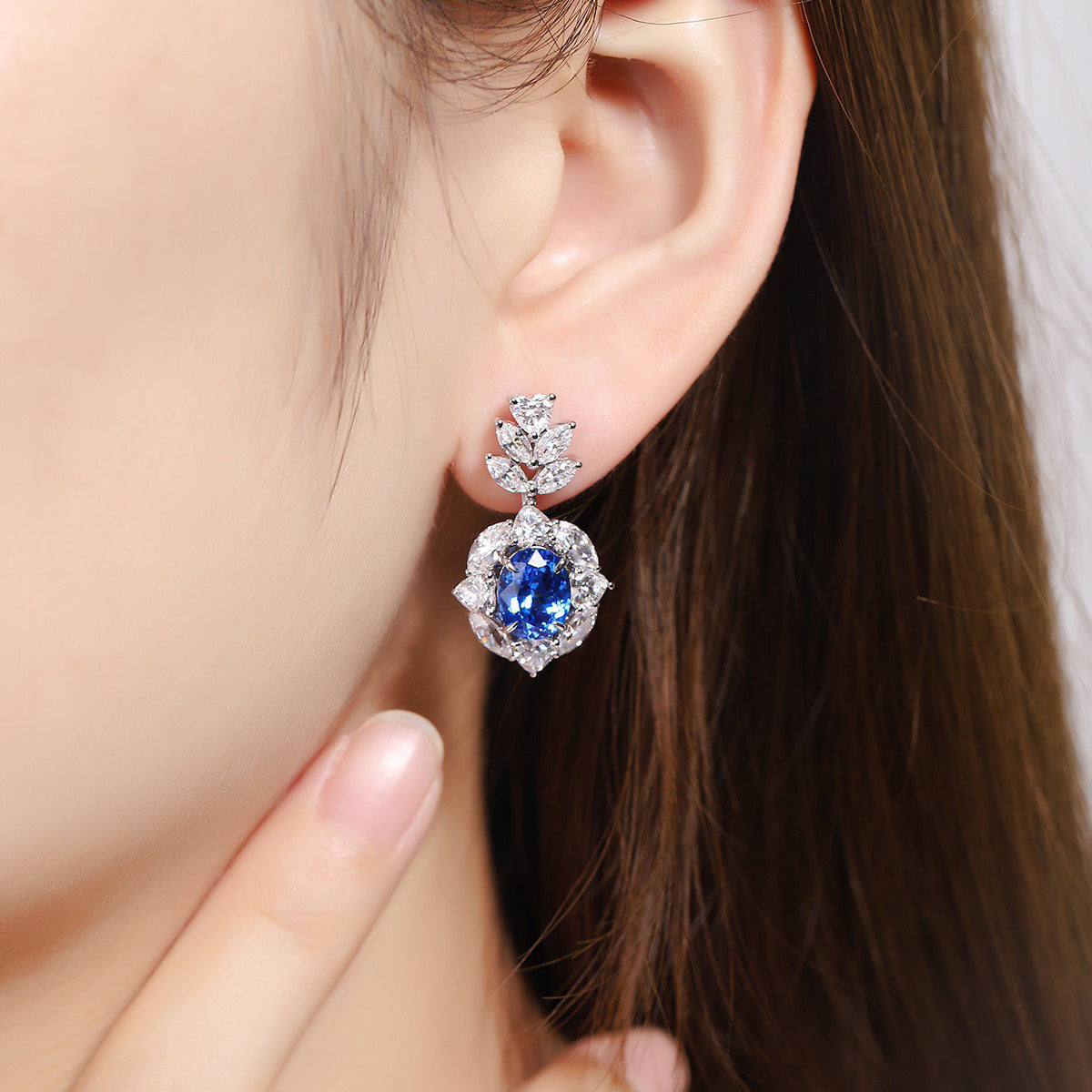 s925 sterling silver lab ruby/sapphire/emerald/paraiba/cobalt spinel & cz diamond earrings