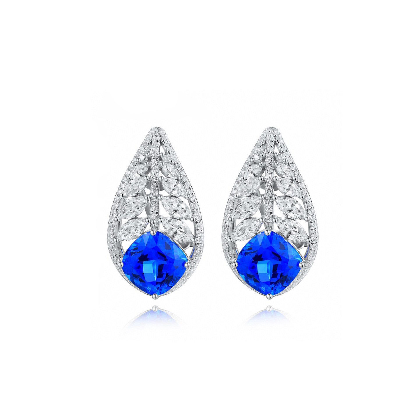 s925 sterling silver lab emerald/ruby/sapphire/paraiba/cobalt spinel & cz diamond earrings
