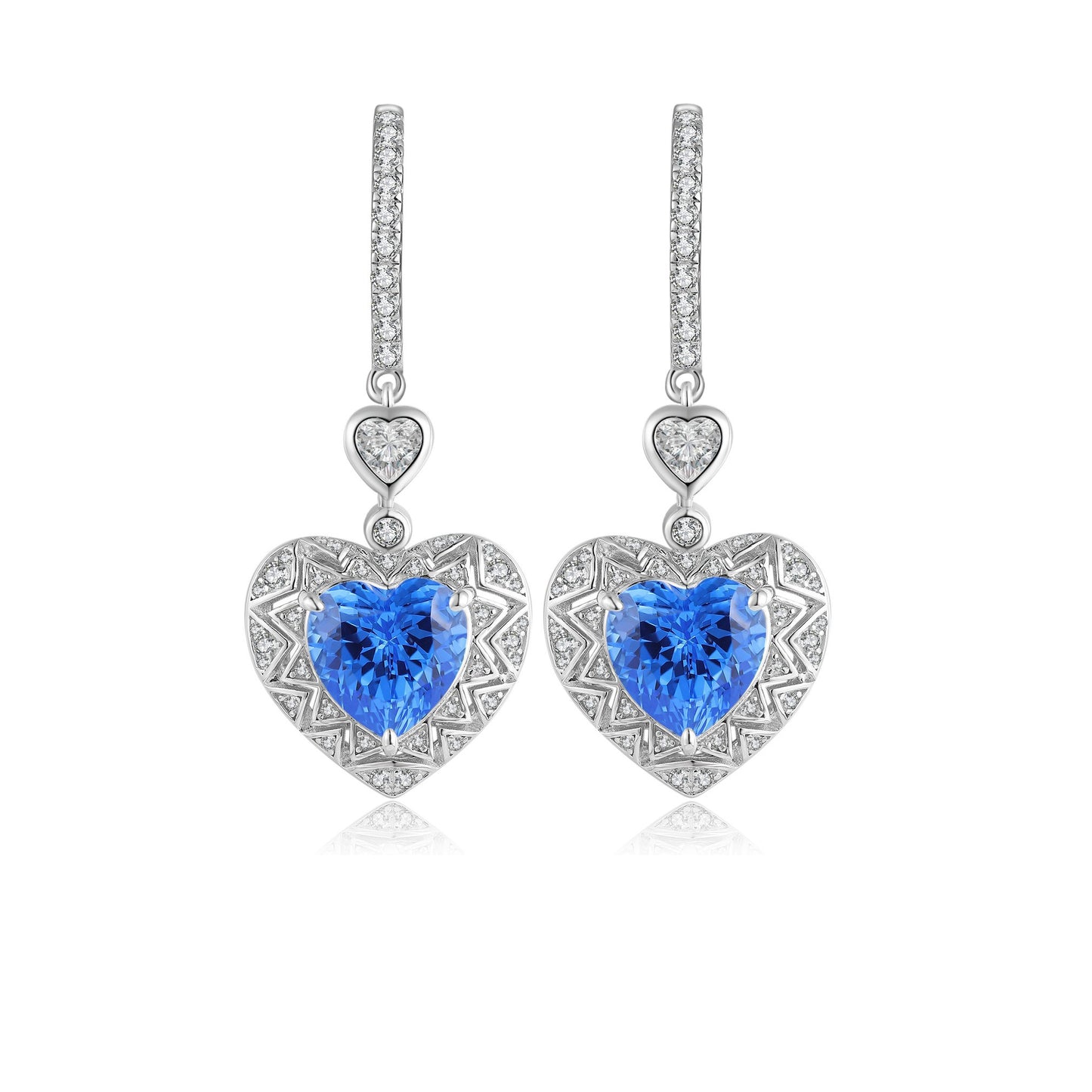 s925 sterling silver lab emerald/ruby/cobalt spinel & cz diamond earrings