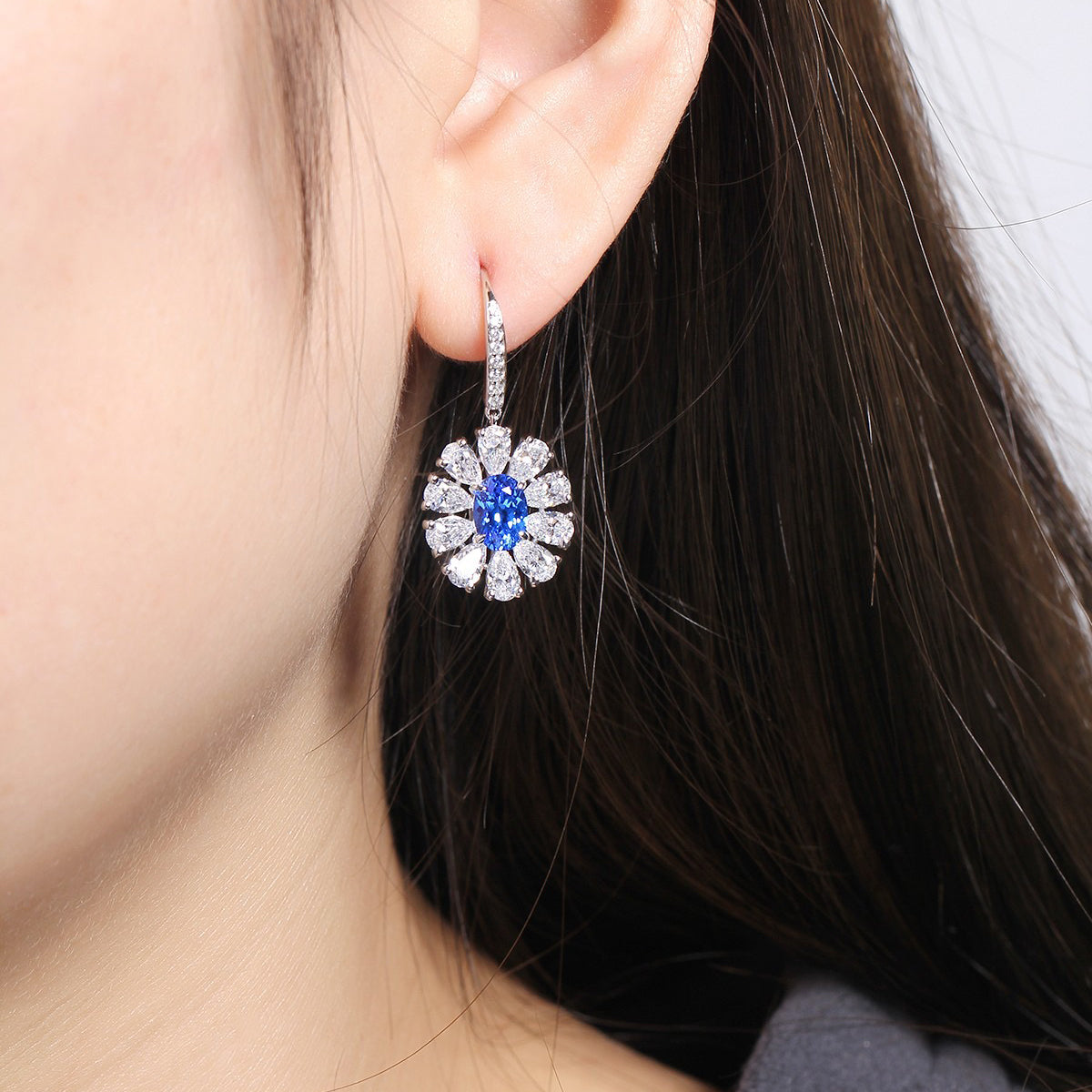 s925 sterling silver lab emerald/cobalt spinel/ruby/sapphire/paraiba & cz diamond earrings
