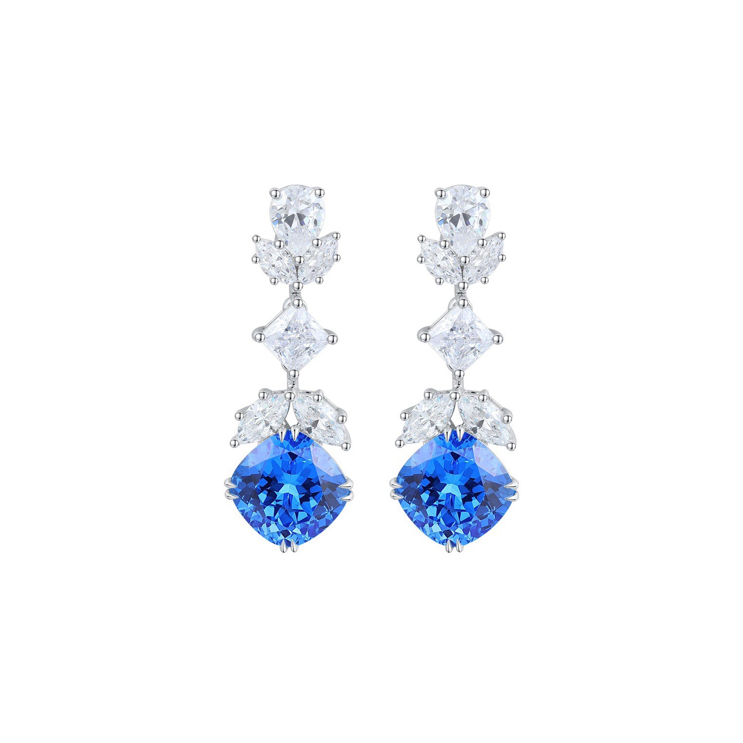 s925 sterling silver lab paraiba/ruby/sapphire/emerald/cobalt spinel & cz diamond earrings