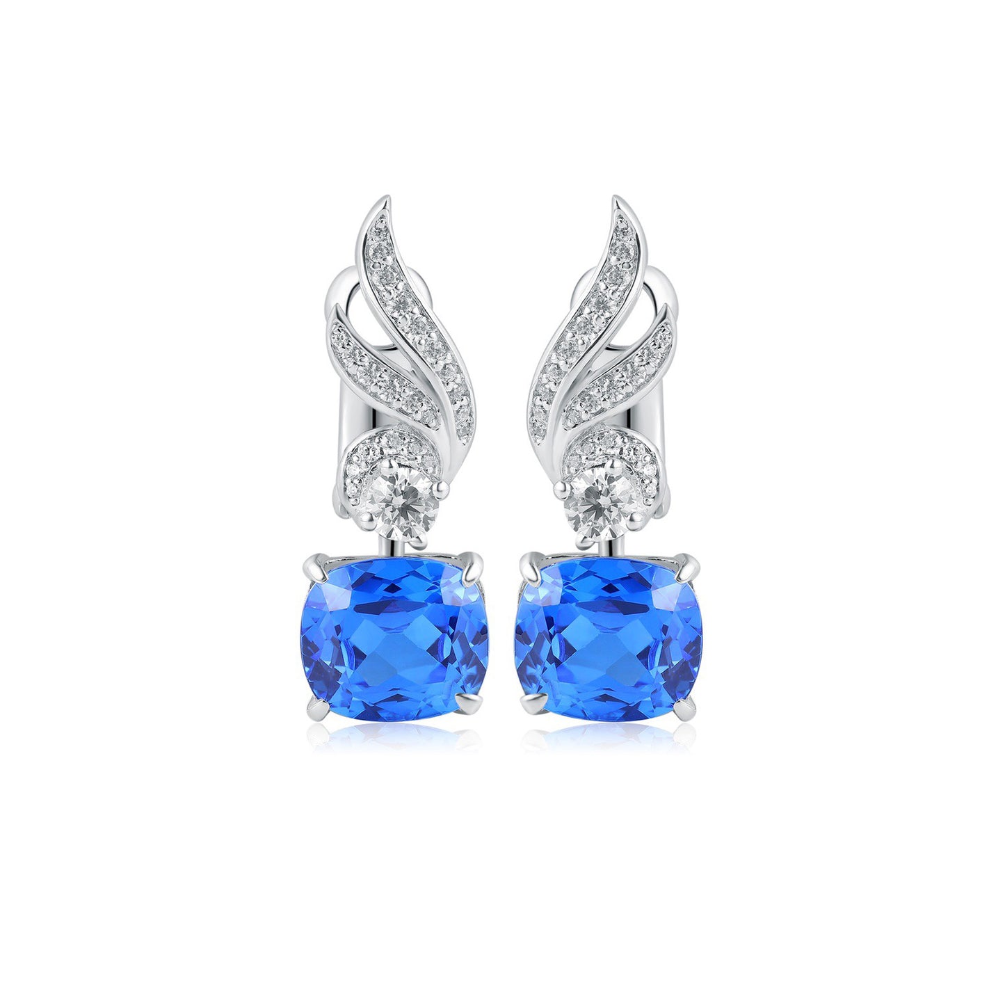 s925 sterling silver lab paraiba/ruby/sapphire/emerald/cobalt spinel & cz diamond earrings