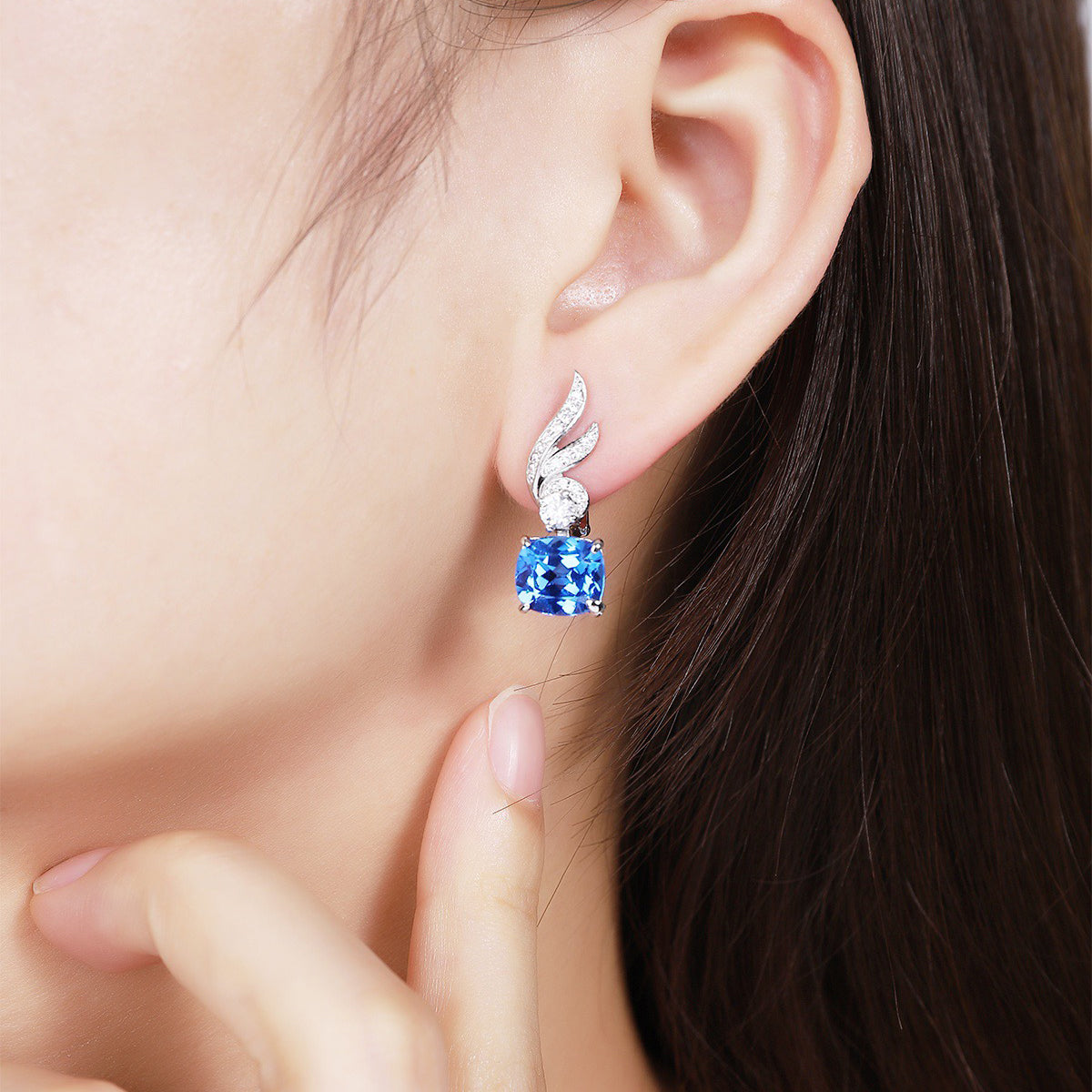 s925 sterling silver lab paraiba/ruby/sapphire/emerald/cobalt spinel & cz diamond earrings