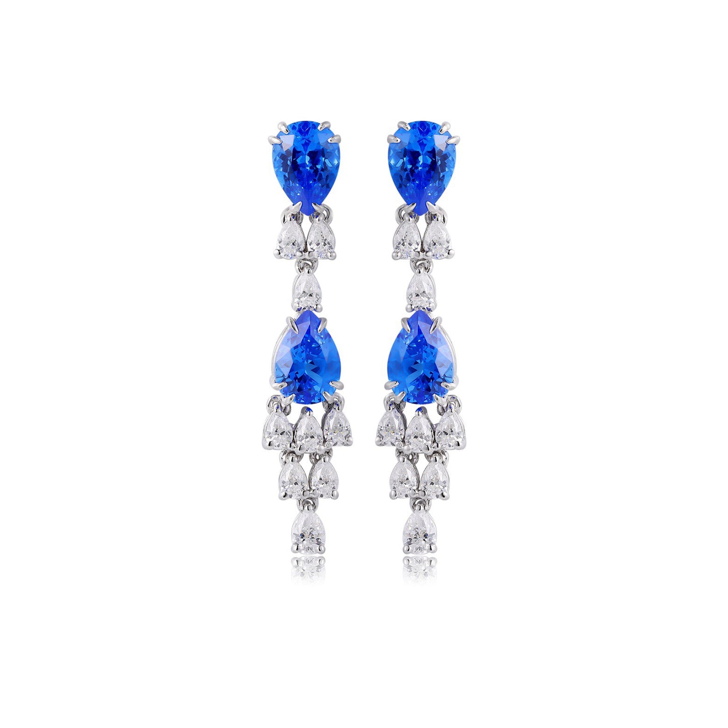 s925 sterling silver lab emerald/ruby/sapphire/paraiba/cobalt spinel & cz diamond earrings