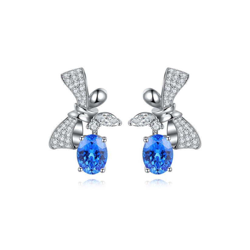 s925 sterling silver lab ruby/sapphire/emerald/paraiba/cobalt spinel & cz diamond earrings