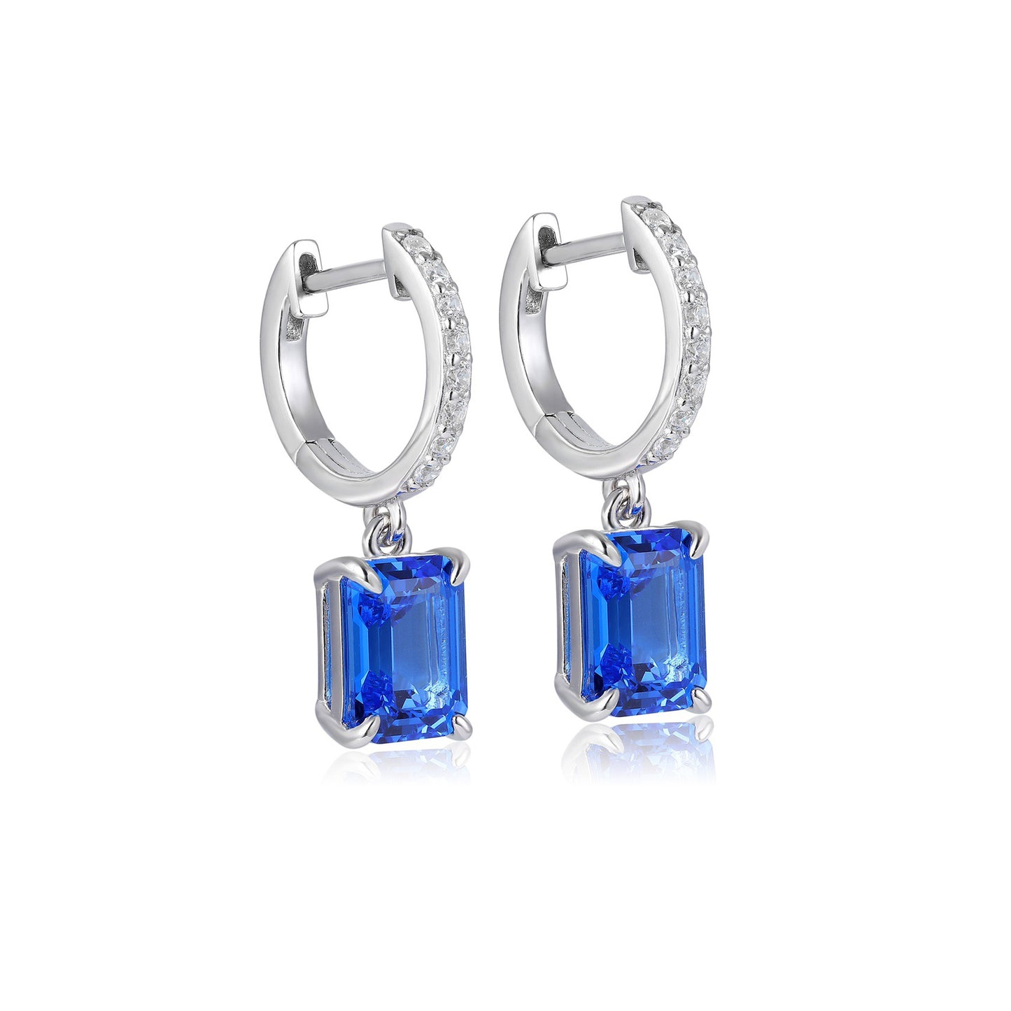 s925 sterling silver lab paraiba/ruby/sapphire/emerald/cobalt spinel & cz diamond earrings