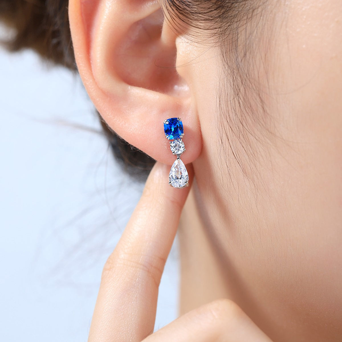 s925 sterling silver lab ruby/sapphire/emerald/paraiba/cobalt spinel & cz diamond earrings