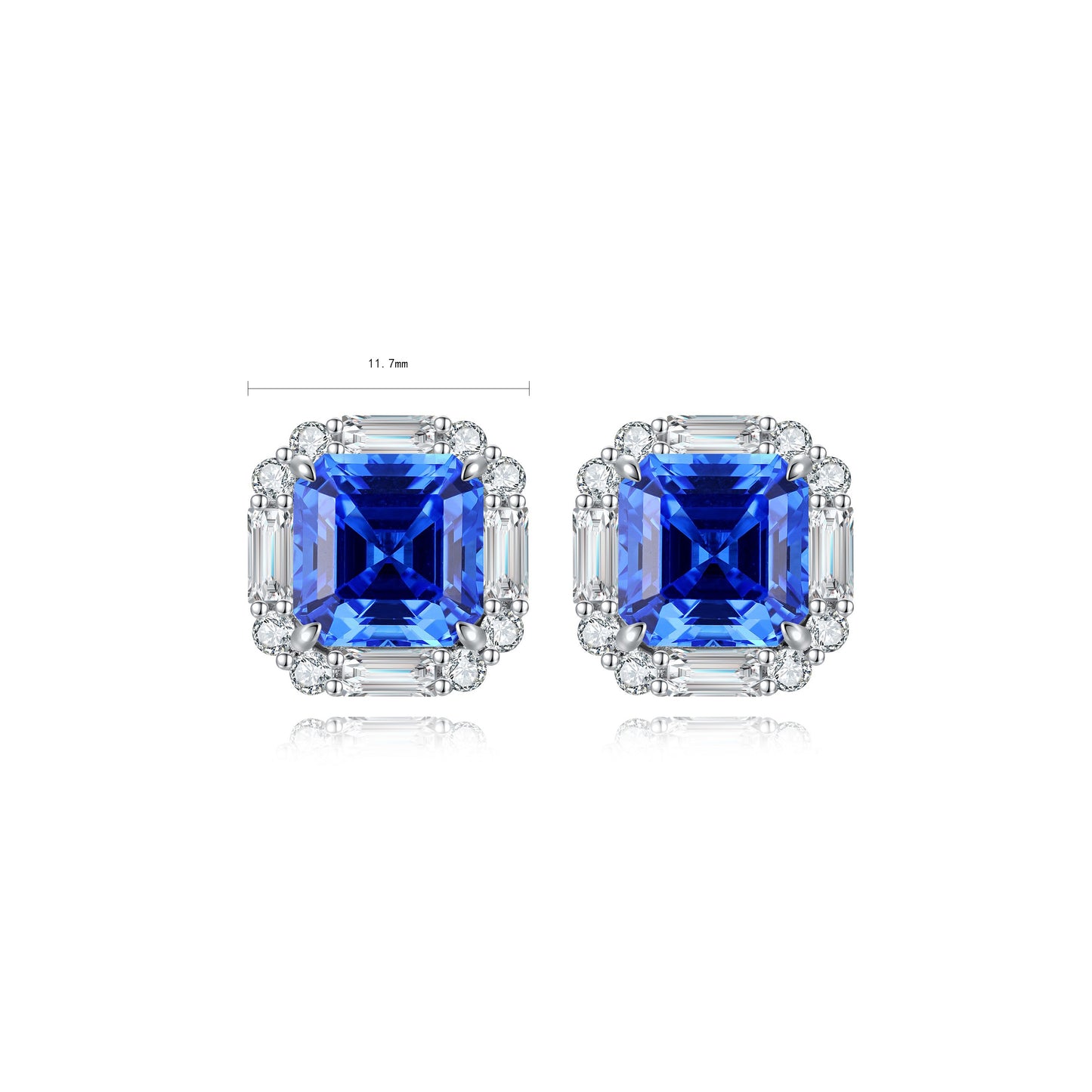 s925 sterling silver lab cobalt spinel/ruby/sapphire/emerald/paraiba & cz diamond stud earrings