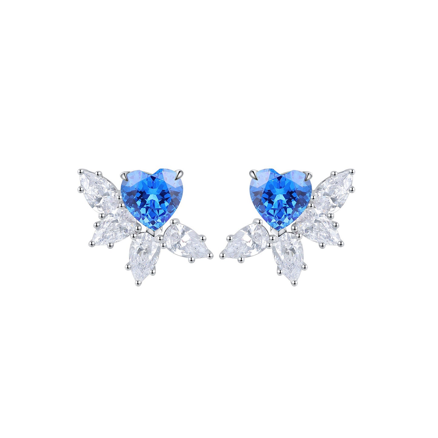 925 sterling silver lab ruby/sapphire/emerald/paraiba/coblat spinel & cz diamond stud earrings