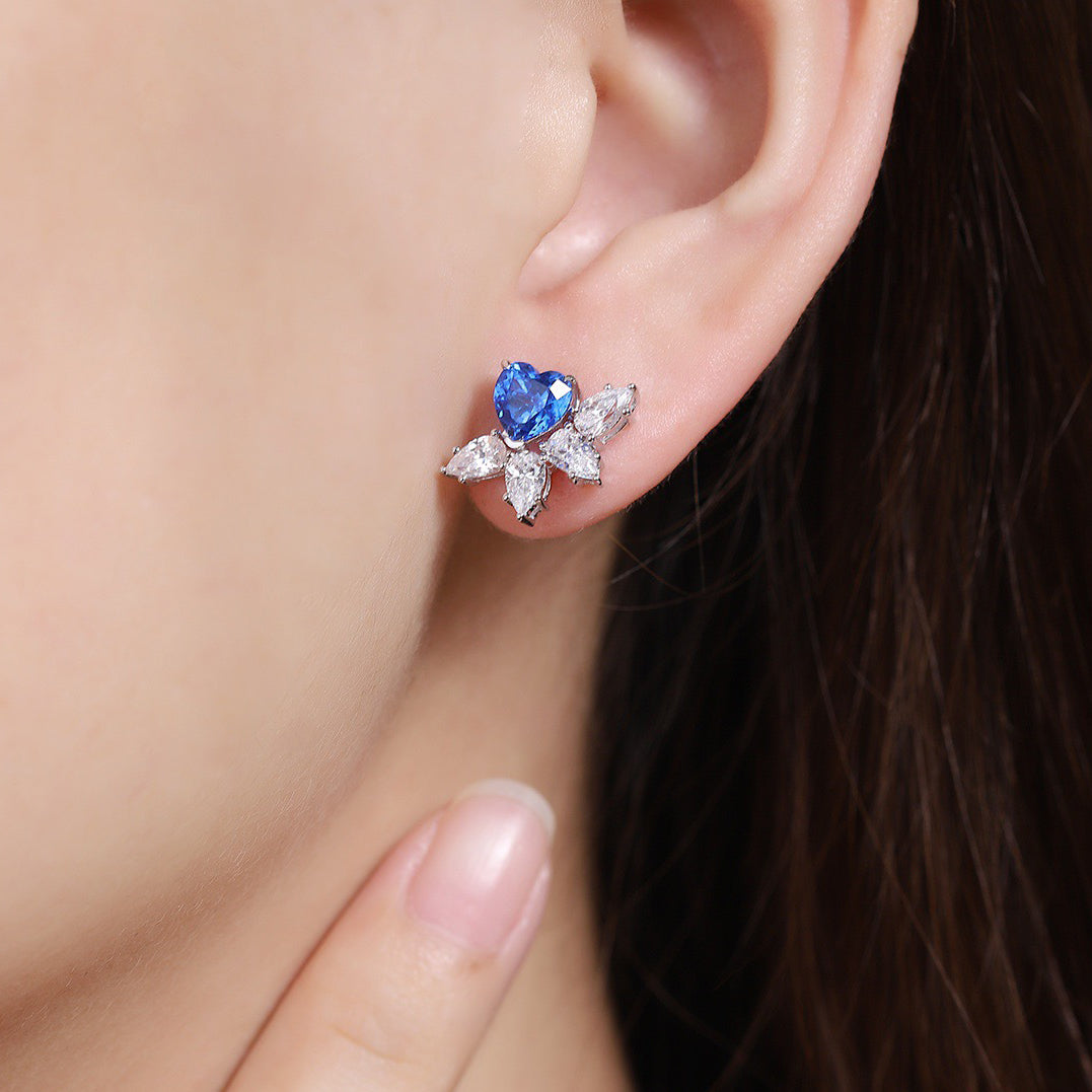 925 sterling silver lab ruby/sapphire/emerald/paraiba/coblat spinel & cz diamond stud earrings