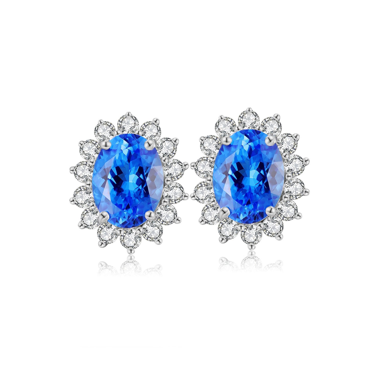 s925 sterling silver lab ruby/sapphire/emerald/paraiba/cobalt spinel & cz diamond stud earrings