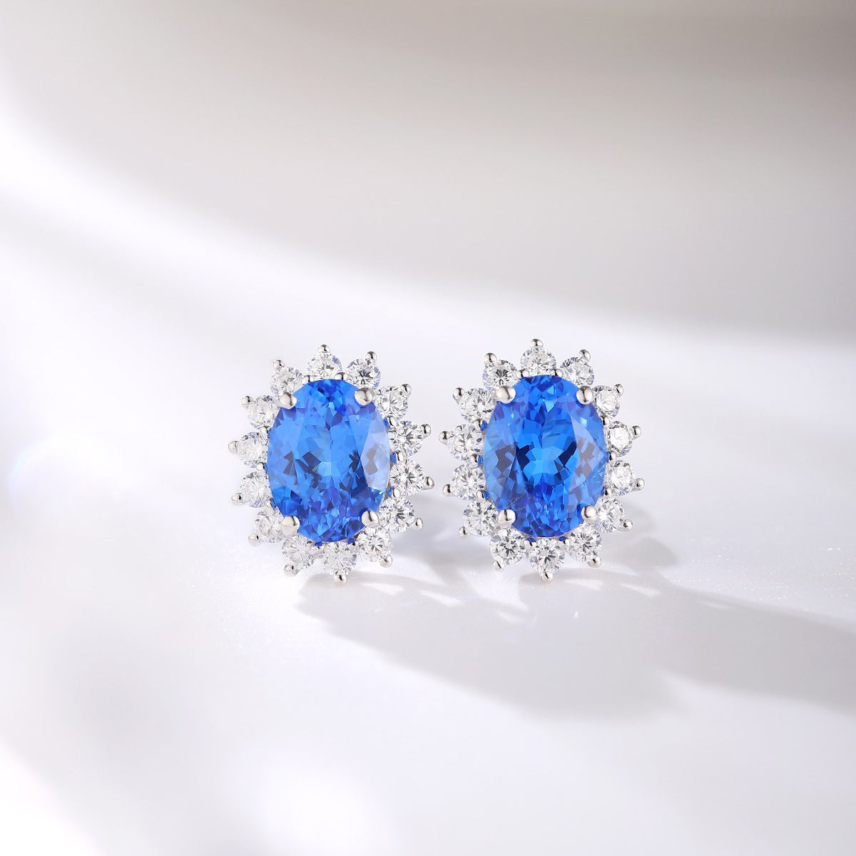 s925 sterling silver lab ruby/sapphire/emerald/paraiba/cobalt spinel & cz diamond stud earrings