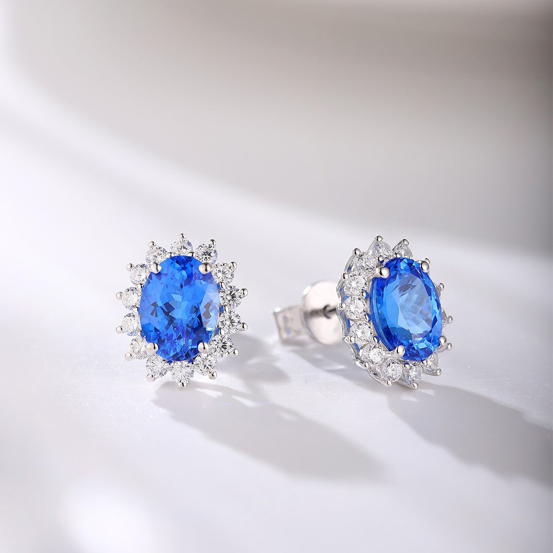 s925 sterling silver lab ruby/sapphire/emerald/paraiba/cobalt spinel & cz diamond stud earrings