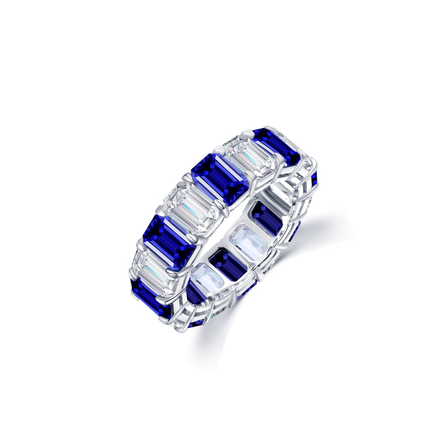 s925 sterling silver lab emerald/ruby/sapphire & cz diamond ring