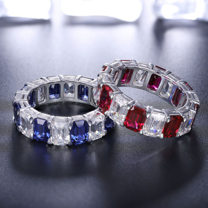 blue sapphire diamond wedding band, s925 sterling silver eternity band, dainty bridal band,delicate stackable band, anniversary present