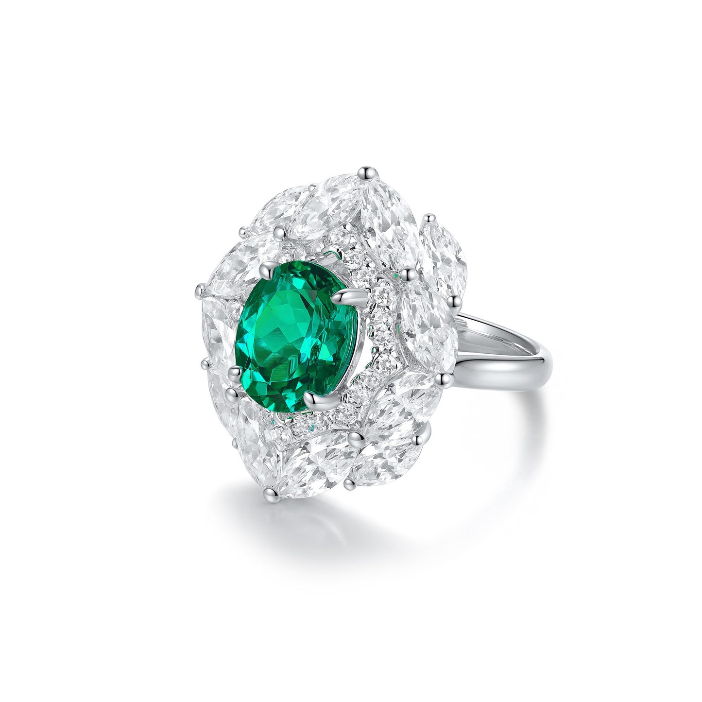 s925 sterling silver lab ruby/sapphire/emerald/paraiba/cobalt spinel & cz diamond ring