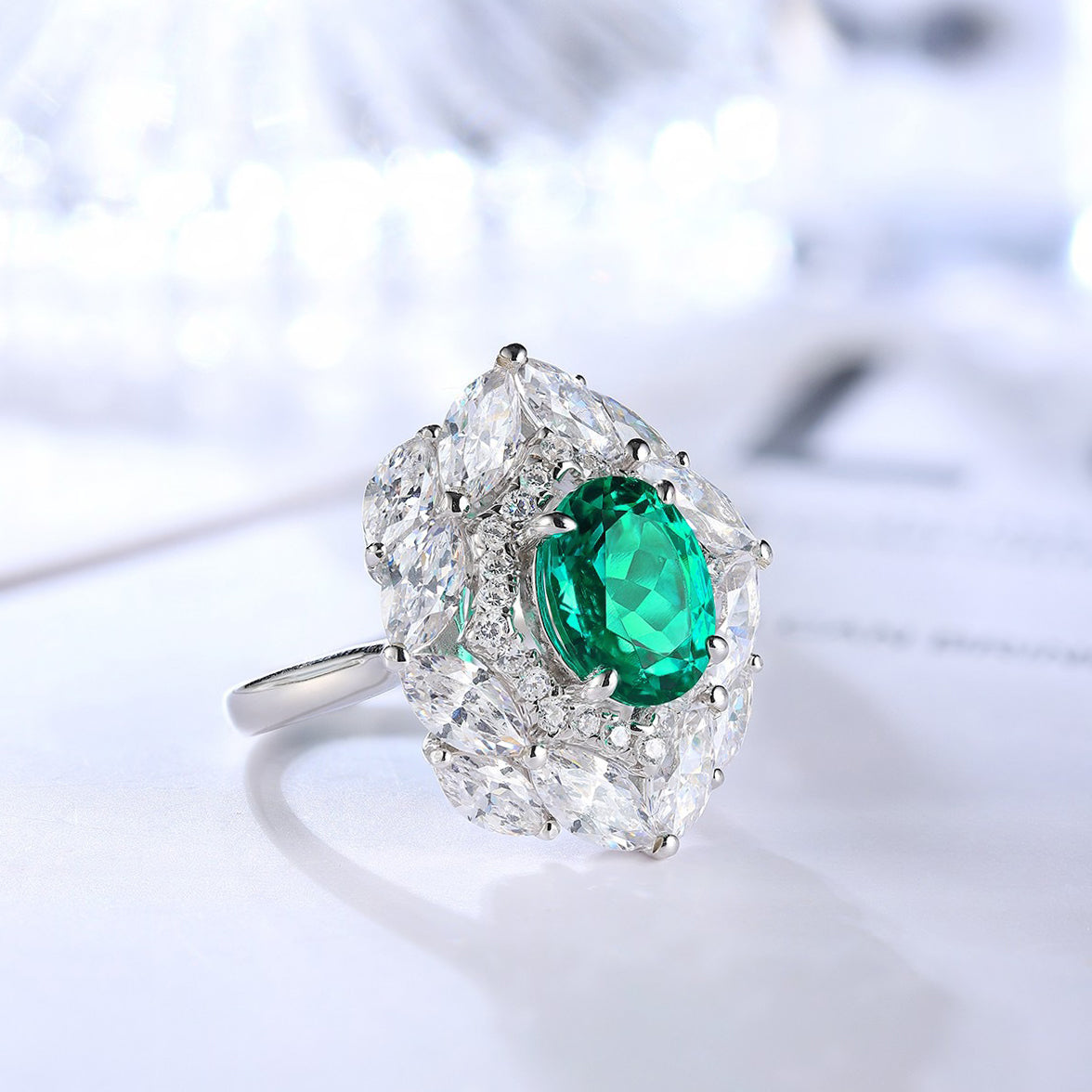 s925 sterling silver lab ruby/sapphire/emerald/paraiba/cobalt spinel & cz diamond ring