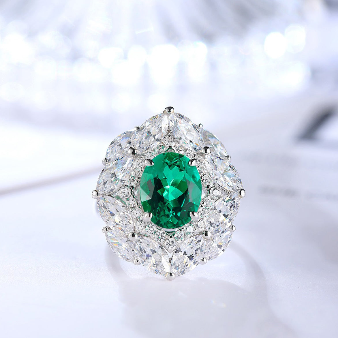 s925 sterling silver lab ruby/sapphire/emerald/paraiba/cobalt spinel & cz diamond ring
