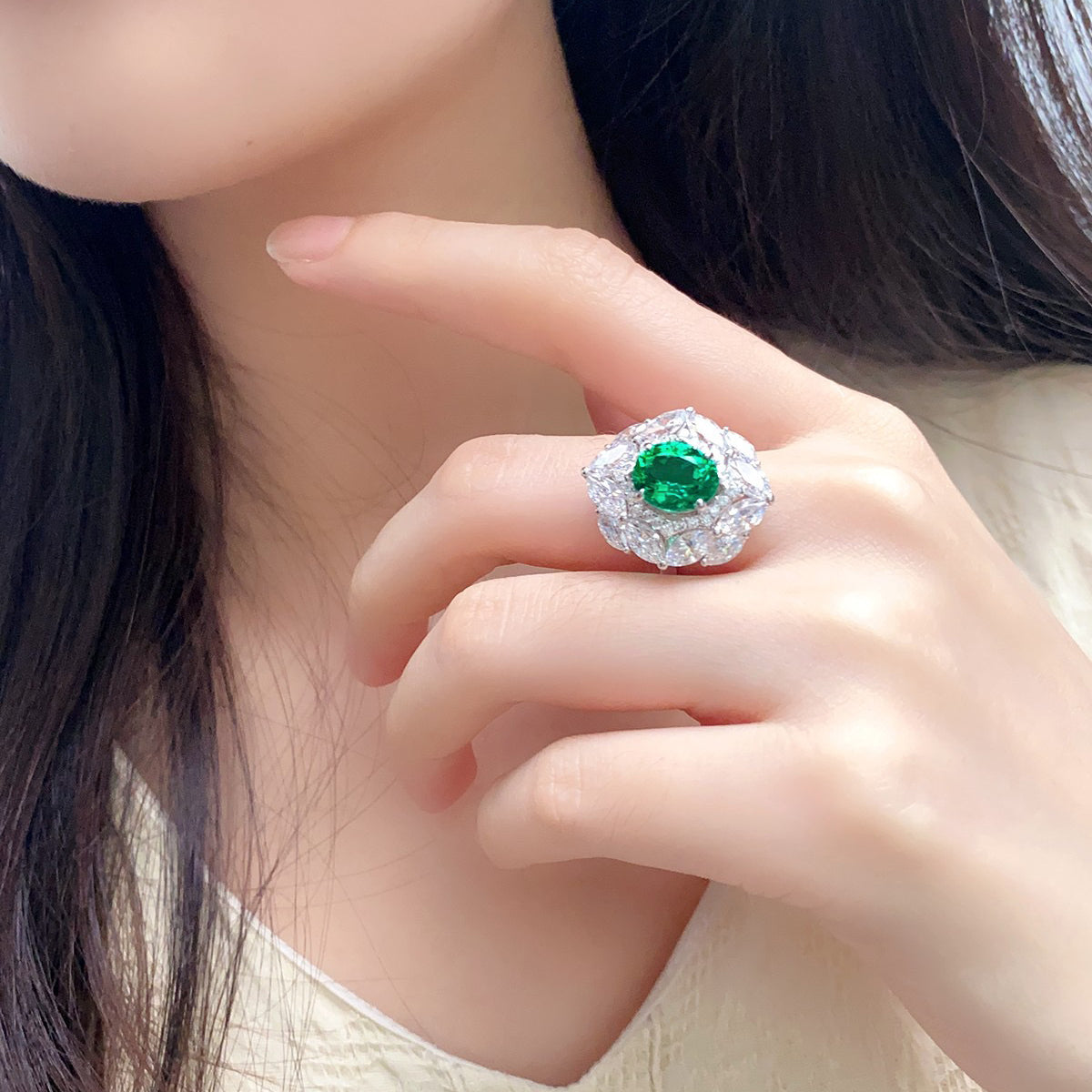 s925 sterling silver lab ruby/sapphire/emerald/paraiba/cobalt spinel & cz diamond ring