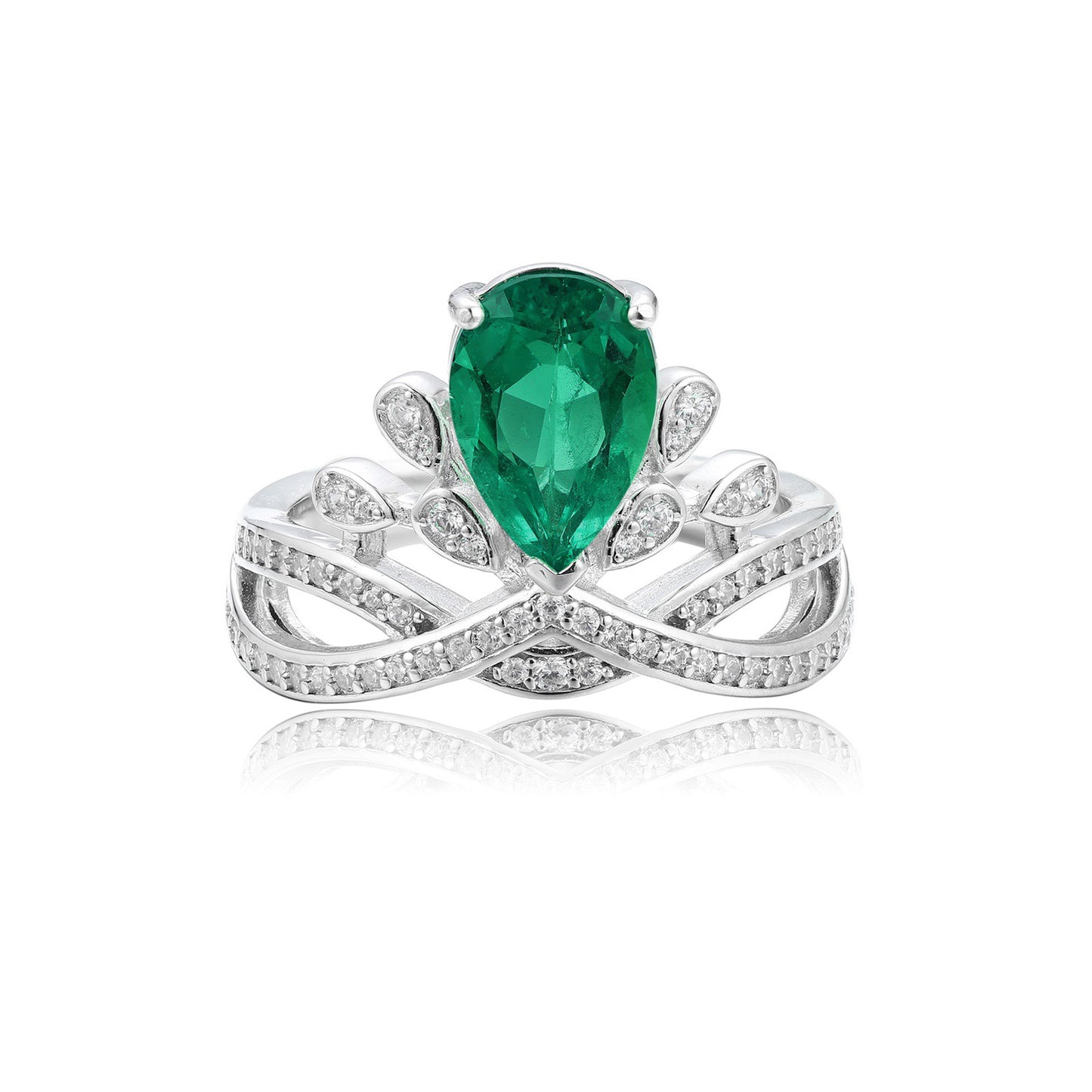 s925 sterling silver lab emerald/cobalt spinel/paraiba/sapphire/ruby & cz diamond ring