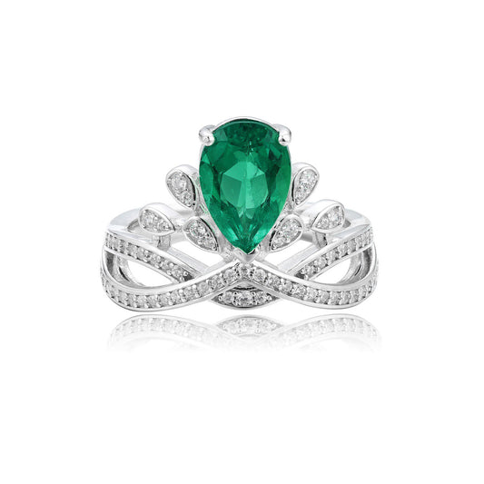 S925 Sterling Silver Lab Emerald/Cobalt Spinel/Paraiba/Sapphire/Ruby & CZ Diamond Ring
