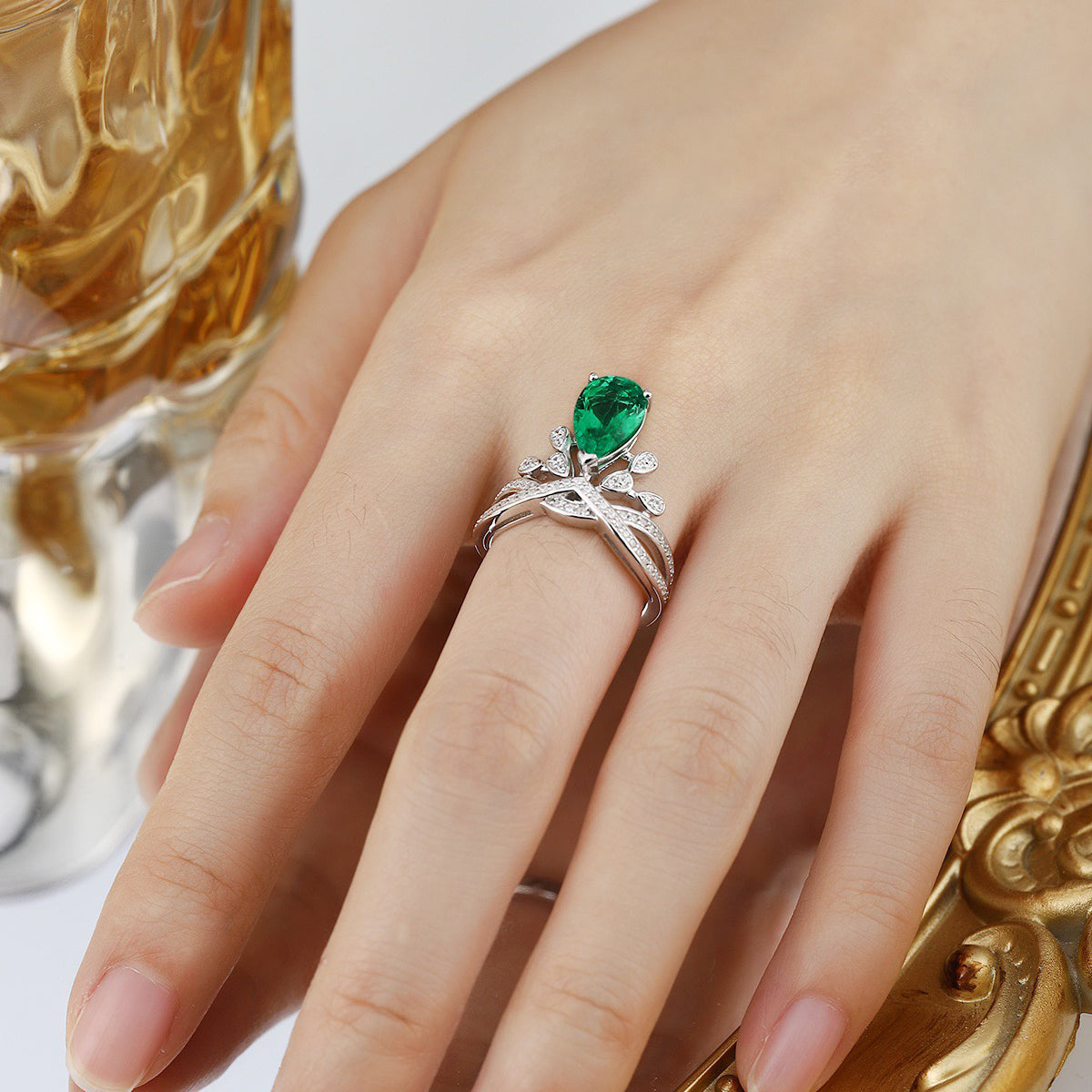 s925 sterling silver lab emerald/cobalt spinel/paraiba/sapphire/ruby & cz diamond ring