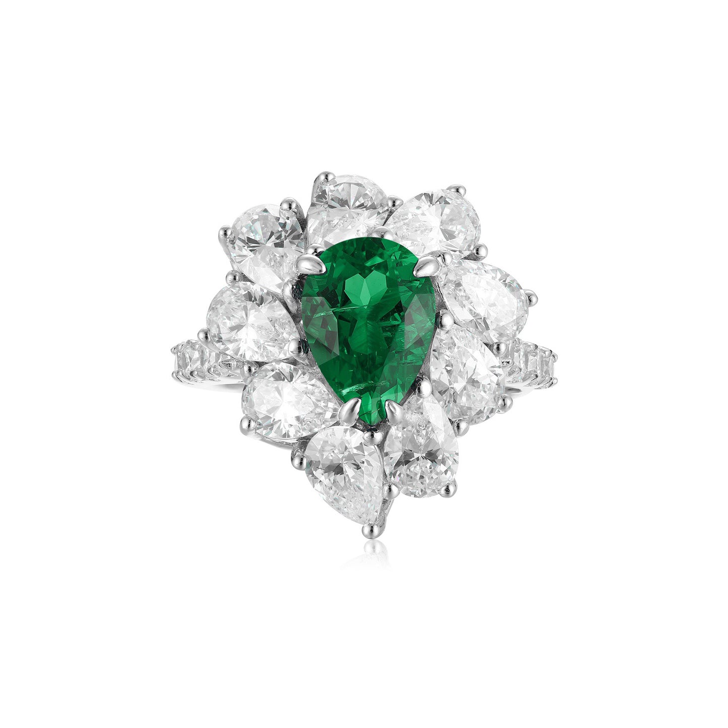 s925 sterling silver lab paraiba/emerald/ruby/sapphire & cz diamond ring