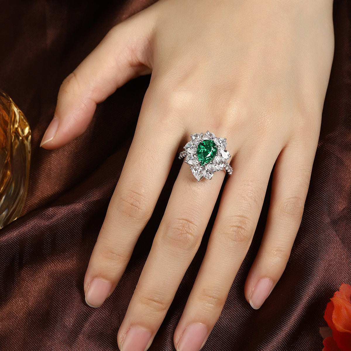 s925 sterling silver lab paraiba/emerald/ruby/sapphire & cz diamond ring