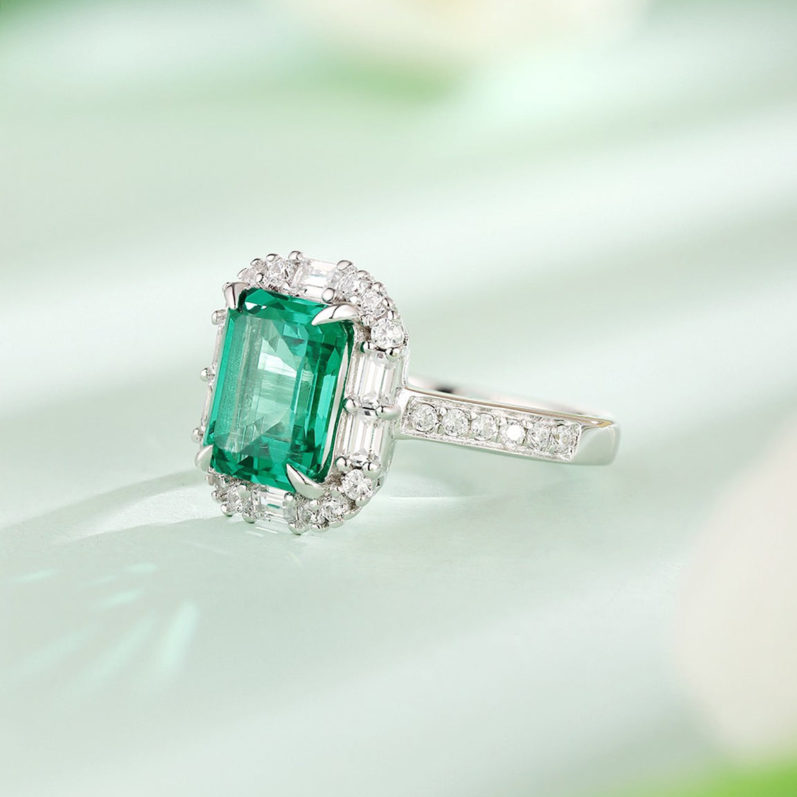s925 sterling silver lab emerald/ruby/sapphire/paraiba & cz diamond ring