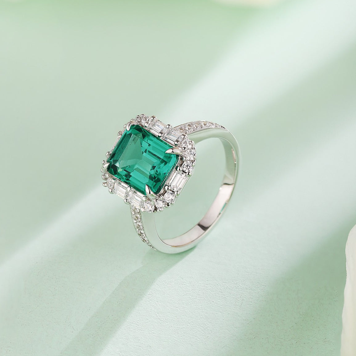 s925 sterling silver lab emerald/ruby/sapphire/paraiba & cz diamond ring