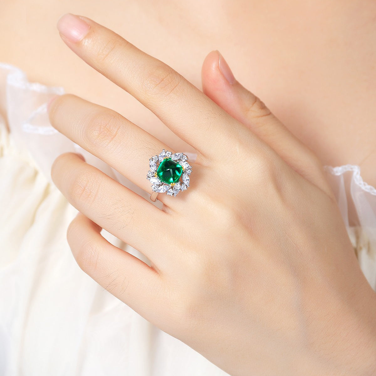 s925 sterling silver lab ruby/emerald/sapphire/paraiba & cz diamond ring