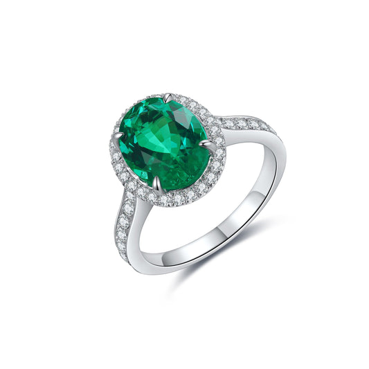 S925 Sterling Silver Lab Emerald/Ruby/Sapphire/Paraiba & CZ Diamond Ring