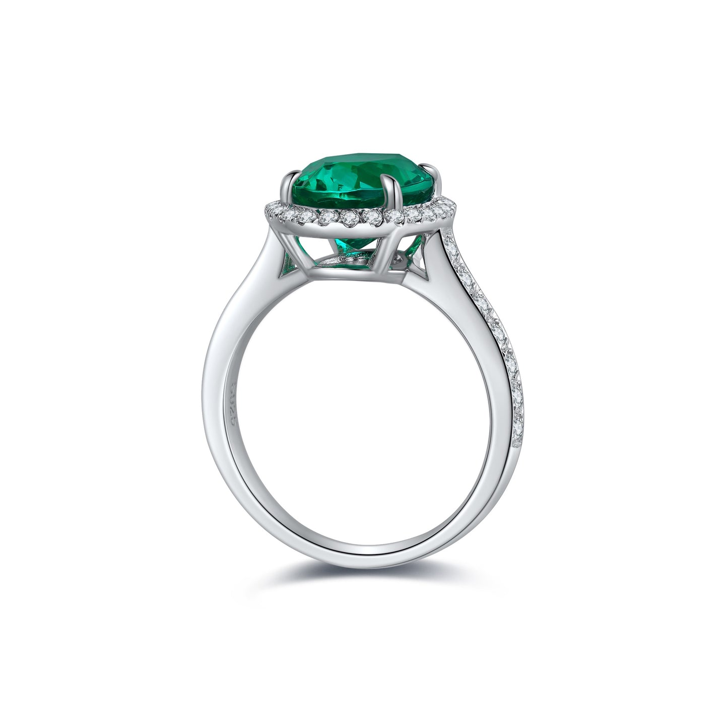 s925 sterling silver lab emerald/ruby/sapphire/paraiba & cz diamond ring