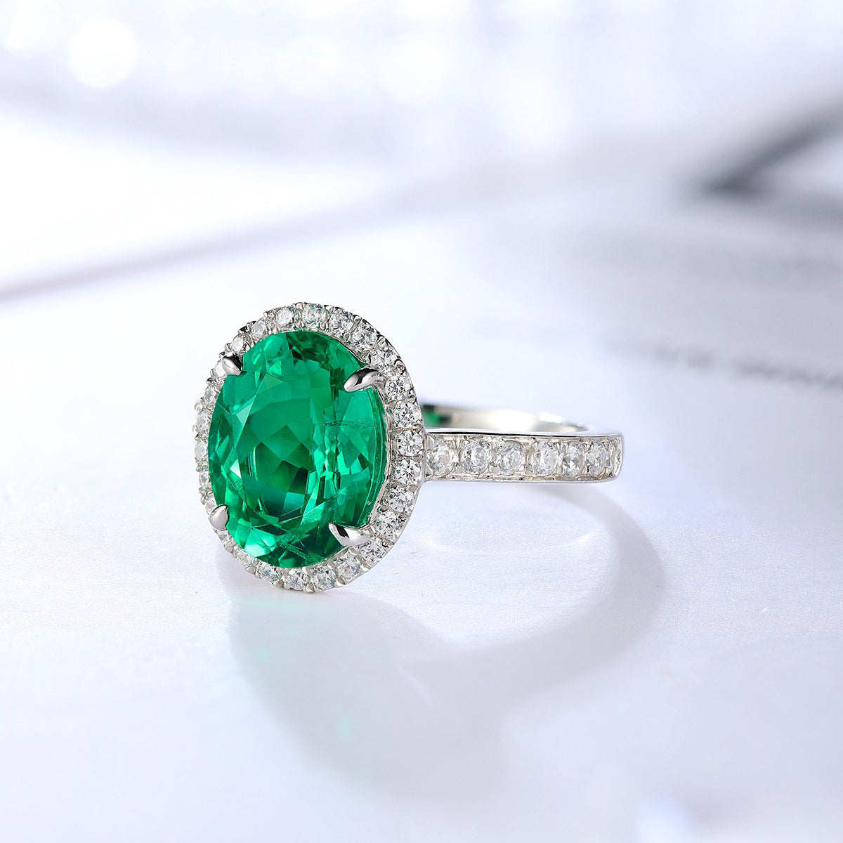 s925 sterling silver lab emerald/ruby/sapphire/paraiba & cz diamond ring