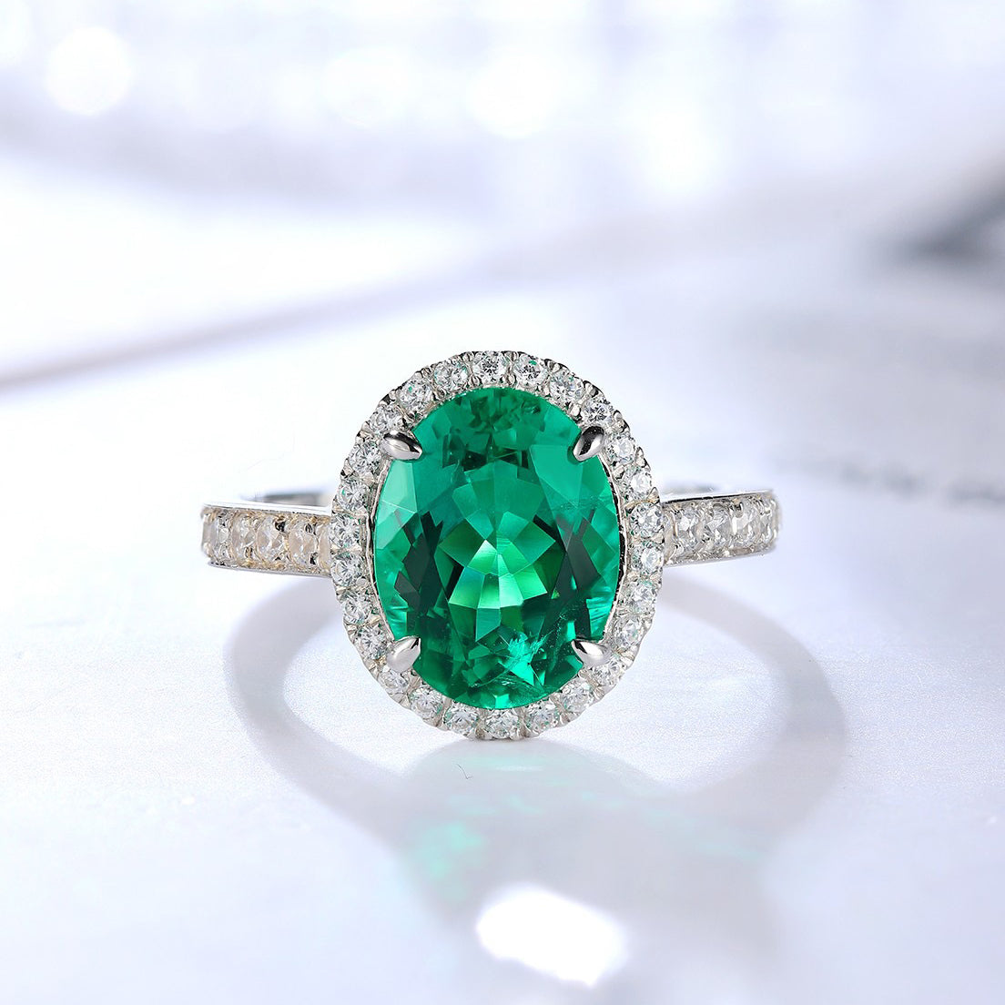 s925 sterling silver lab emerald/ruby/sapphire/paraiba & cz diamond ring