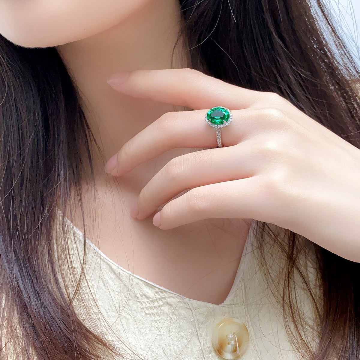 s925 sterling silver lab emerald/ruby/sapphire/paraiba & cz diamond ring