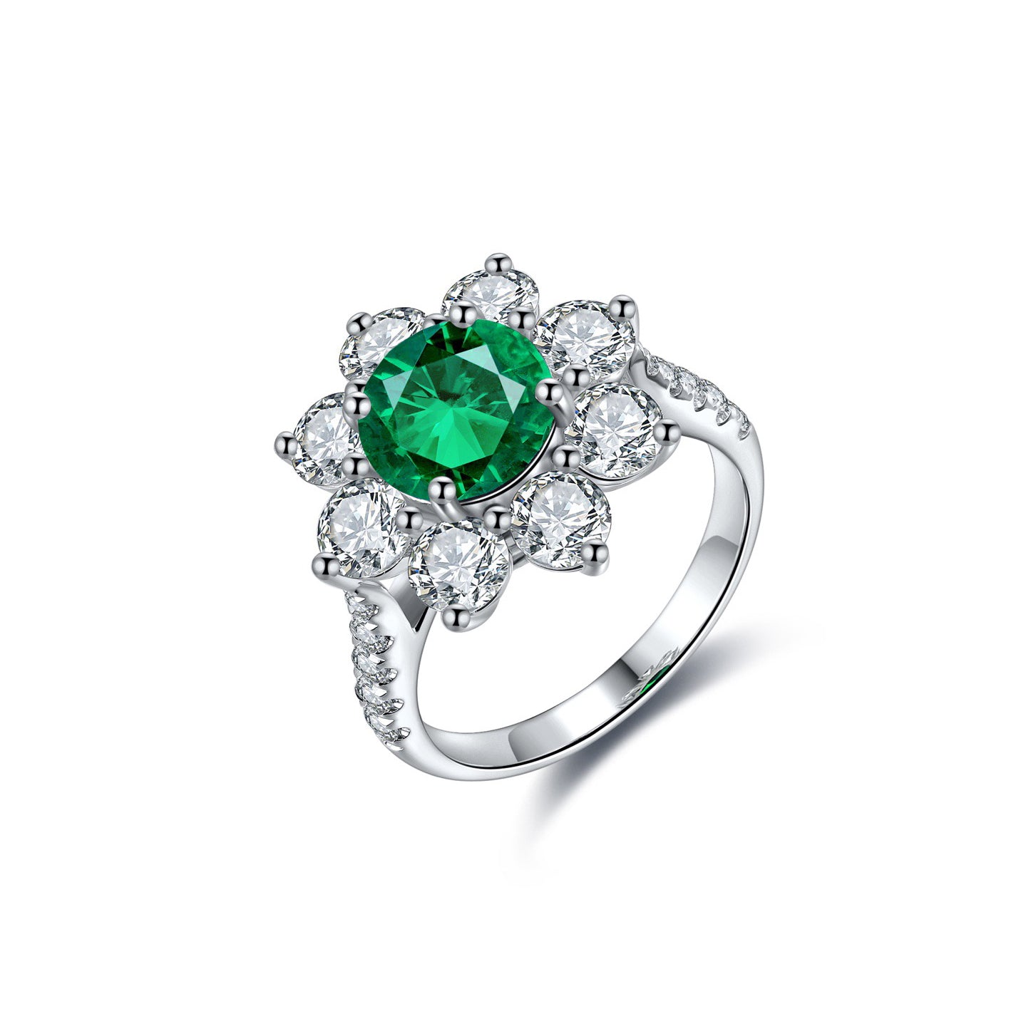 s925 sterling silver lab ruby/sapphire/emerald/paraiba & cz diamond ring