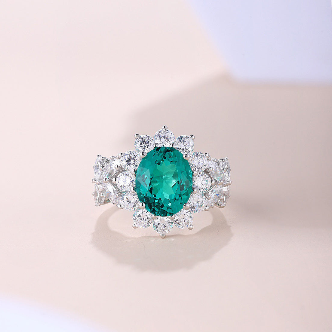 s925 sterling silver lab ruby/sapphire/emerald/paraiba & cz diamond ring