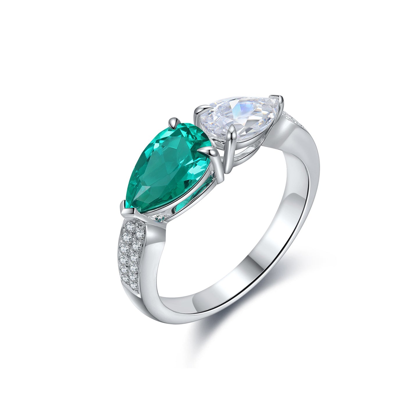 s925 sterling silver lab sapphire/ruby/emerald/paraiba/cobalt spinel & cz diamond ring