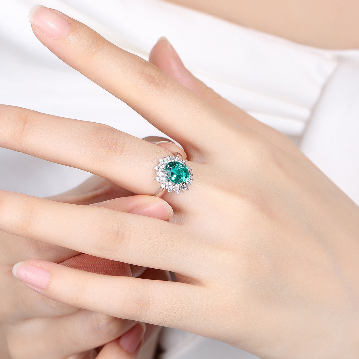 s925 sterling silver lab paraiba/sapphire/ruby/emerald/cobalt spinel & cz diamond ring