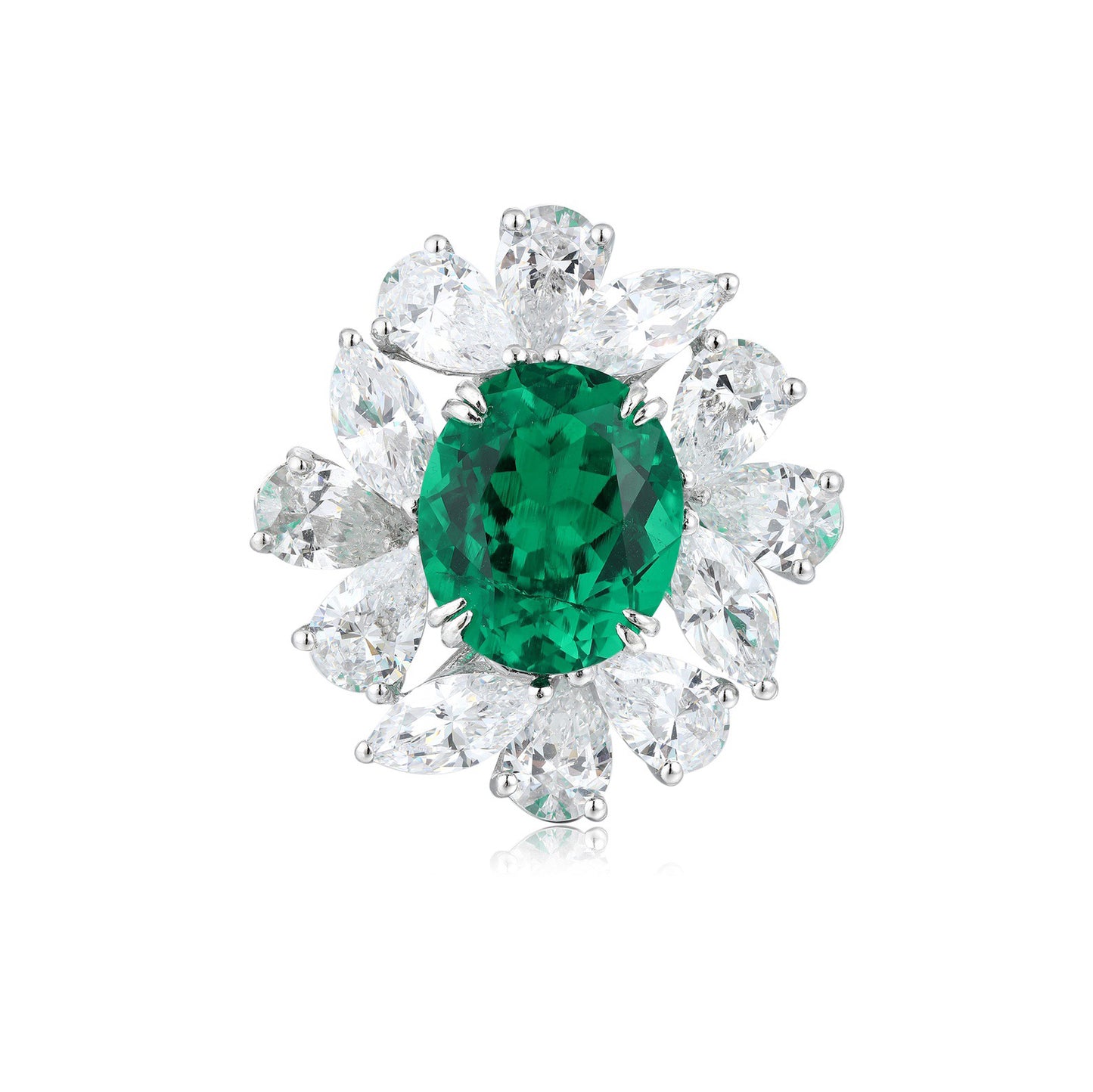 dainty oval emerald art deco engagement ring in s925 sterling silver, halo cz diamond ring, bridal wedding promise ring for her