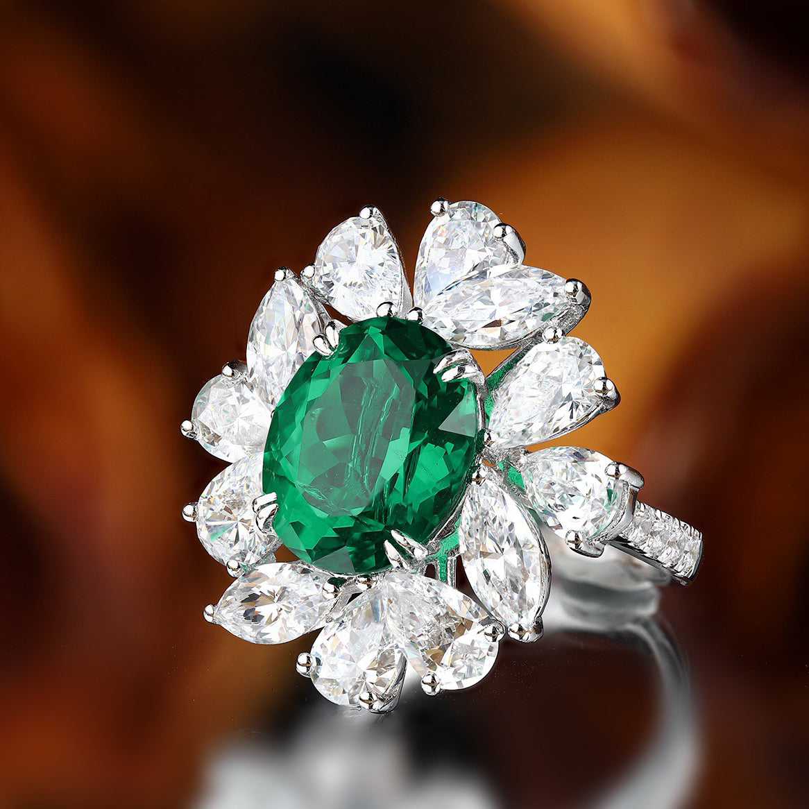 dainty oval emerald art deco engagement ring in s925 sterling silver, halo cz diamond ring, bridal wedding promise ring for her