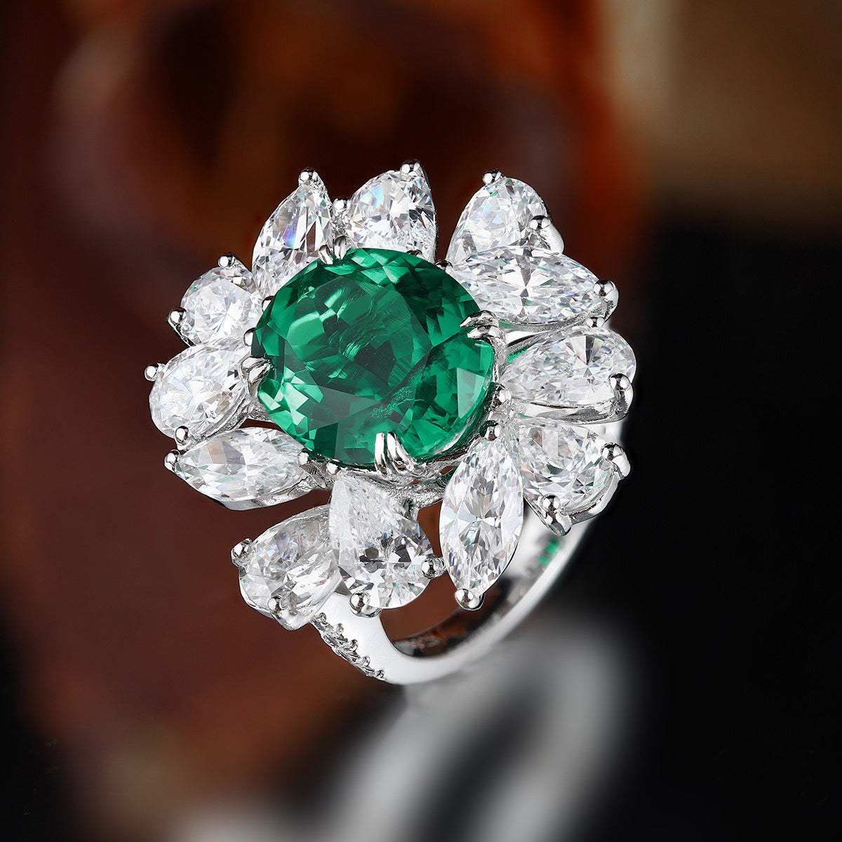 dainty oval emerald art deco engagement ring in s925 sterling silver, halo cz diamond ring, bridal wedding promise ring for her